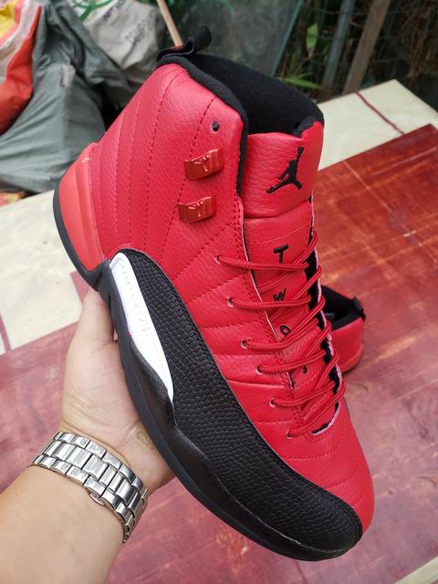 Air Jordan 12 Men's Basketball Shoes Red Black Detail;